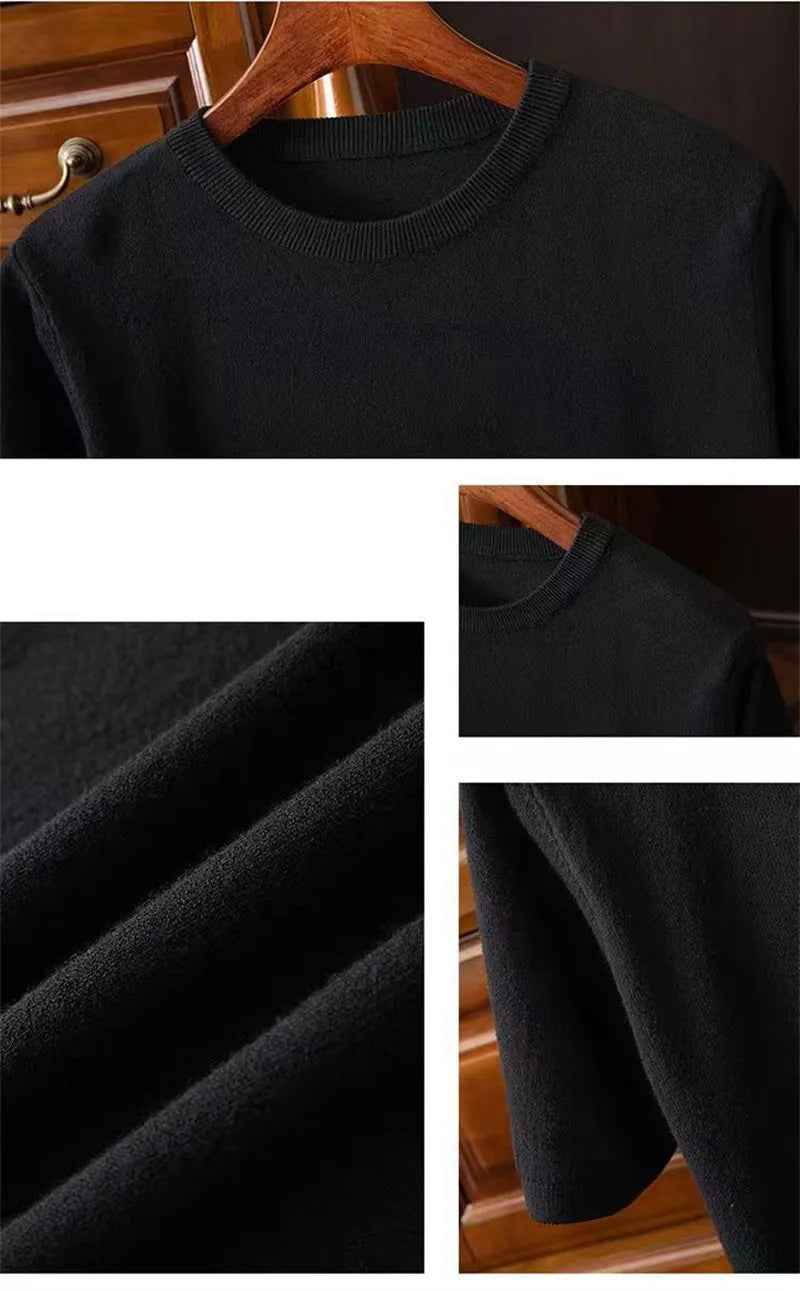 Korean Superfine Merino Cashmere T-shirt Men Base Layer Merino Shirt Wicking Breathable Short T-shirt Luxury Clothing Thick