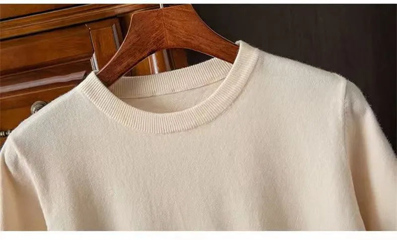 Korean Superfine Merino Cashmere T-shirt Men Base Layer Merino Shirt Wicking Breathable Short T-shirt Luxury Clothing Thick