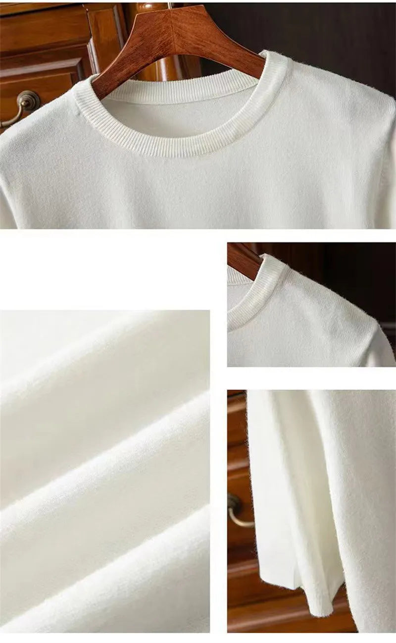 Korean Superfine Merino Cashmere T-shirt Men Base Layer Merino Shirt Wicking Breathable Short T-shirt Luxury Clothing Thick
