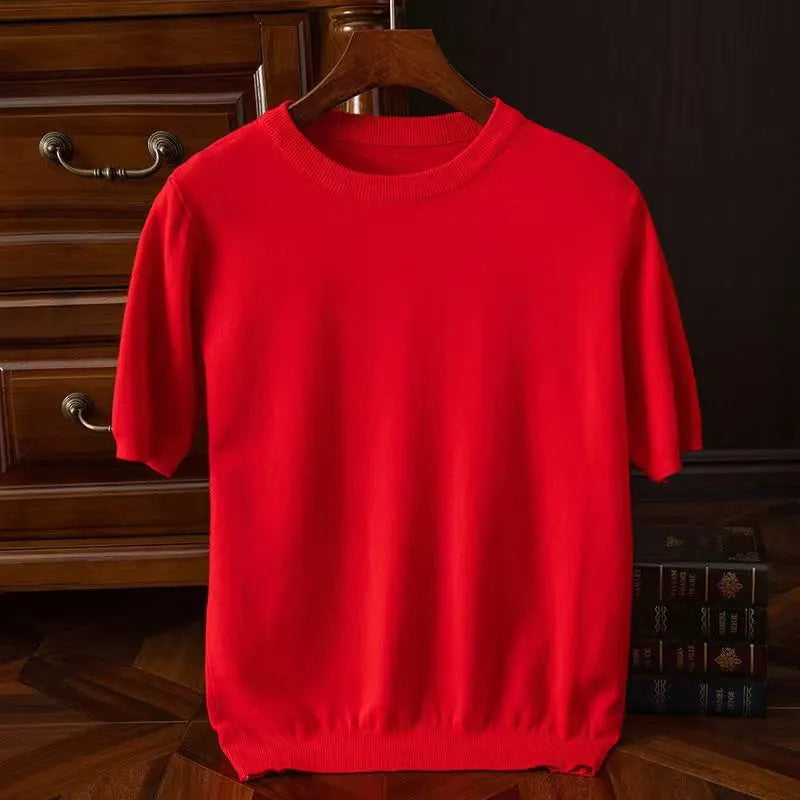 Korean Superfine Merino Cashmere T-shirt Men Base Layer Merino Shirt Wicking Breathable Short T-shirt Luxury Clothing Thick