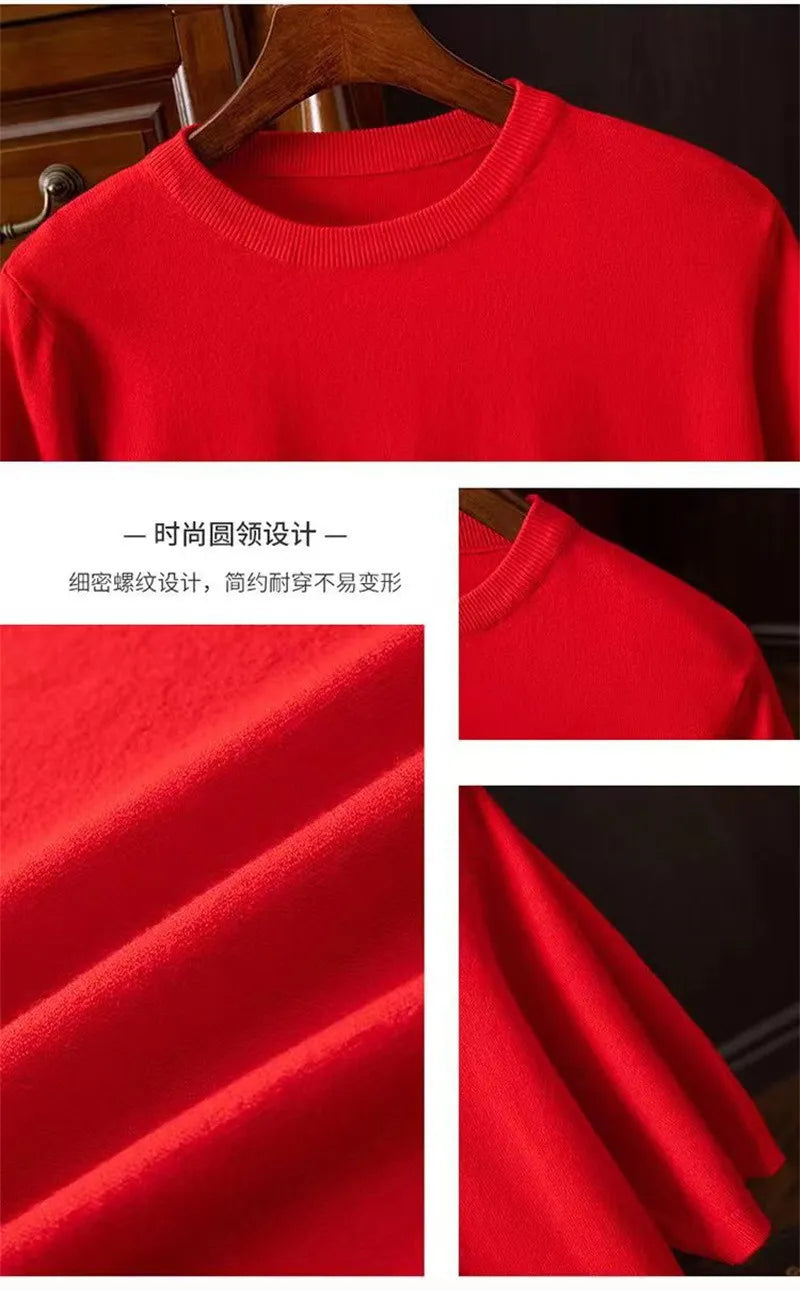 Korean Superfine Merino Cashmere T-shirt Men Base Layer Merino Shirt Wicking Breathable Short T-shirt Luxury Clothing Thick