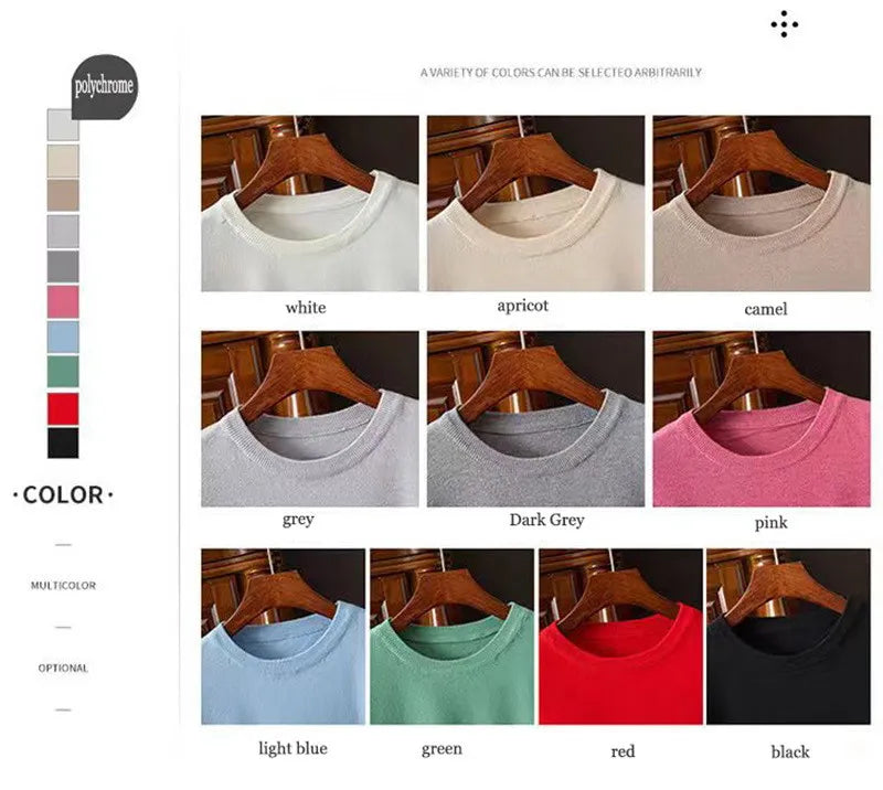 Korean Superfine Merino Cashmere T-shirt Men Base Layer Merino Shirt Wicking Breathable Short T-shirt Luxury Clothing Thick