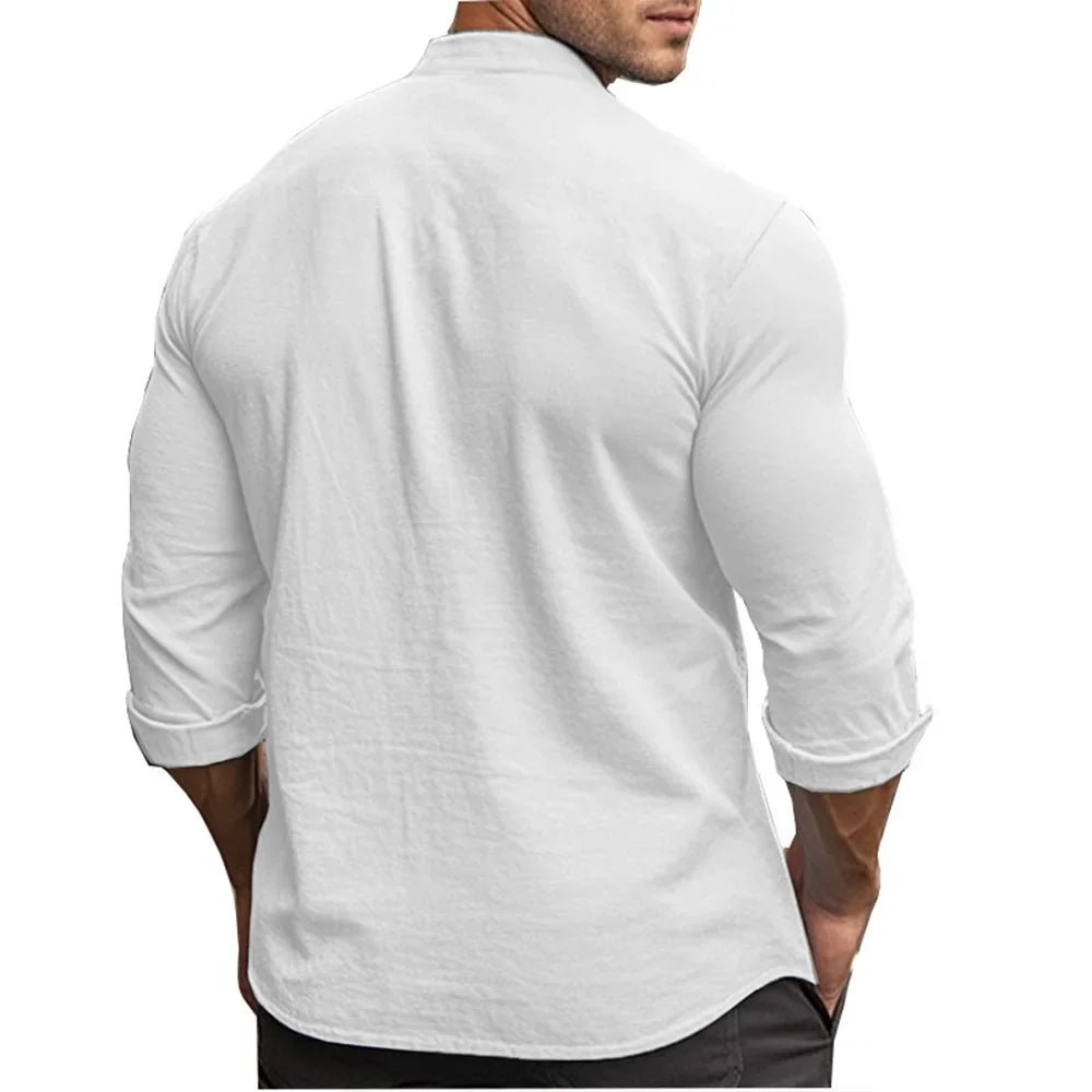 Mandarin collar shirt