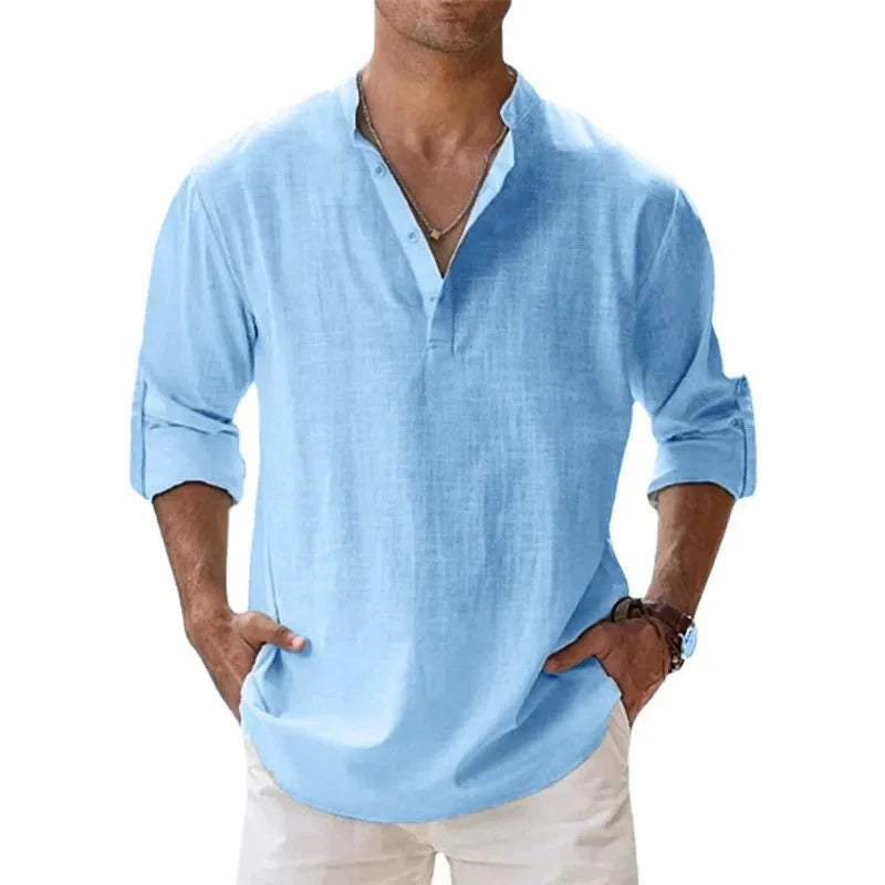 Marrakech Linen Henley Shirt