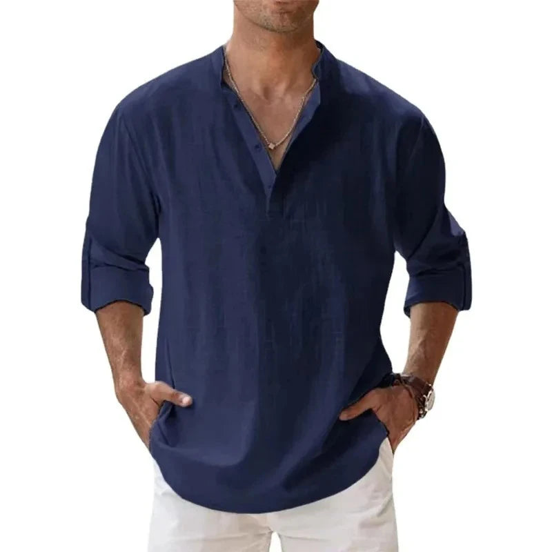 Marrakech Linen Henley Shirt