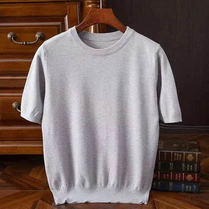 Korean Superfine Merino Cashmere T-shirt Men Base Layer Merino Shirt Wicking Breathable Short T-shirt Luxury Clothing Thick