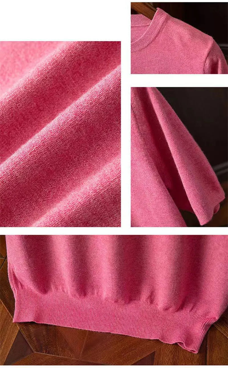 Korean Superfine Merino Cashmere T-shirt Men Base Layer Merino Shirt Wicking Breathable Short T-shirt Luxury Clothing Thick