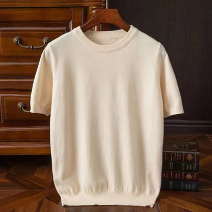 Korean Superfine Merino Cashmere T-shirt Men Base Layer Merino Shirt Wicking Breathable Short T-shirt Luxury Clothing Thick