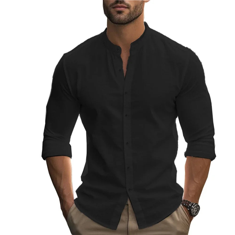 Mandarin collar shirt