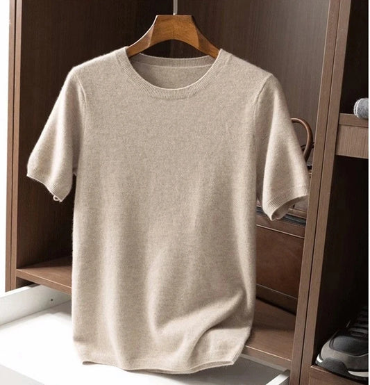 Korean Superfine Merino Cashmere T-shirt Men Base Layer Merino Shirt Wicking Breathable Short T-shirt Luxury Clothing Thick