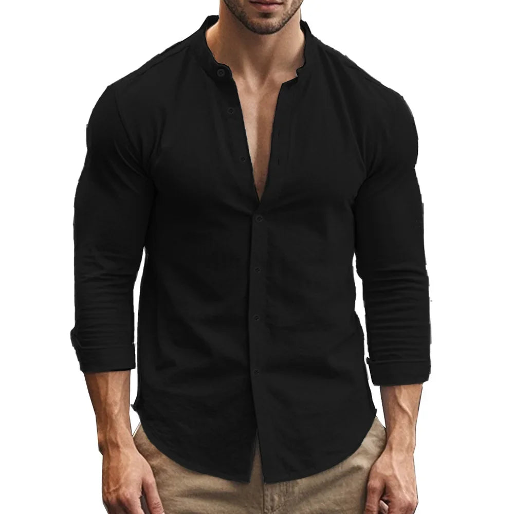 Mandarin collar shirt