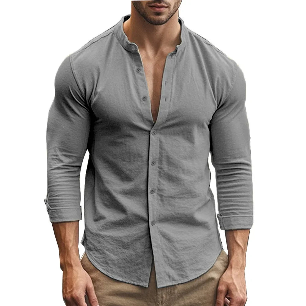 Mandarin collar shirt