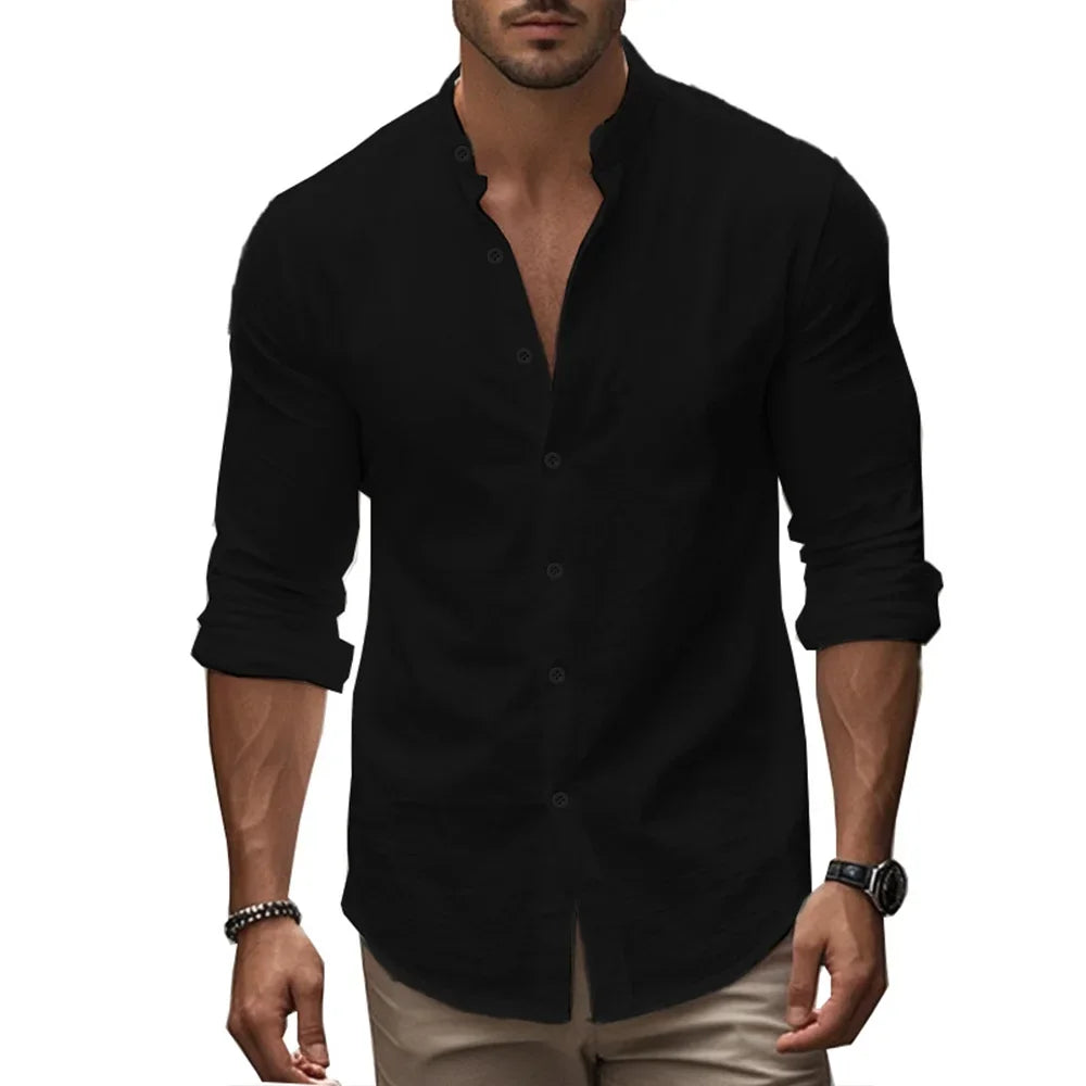 Mandarin collar shirt