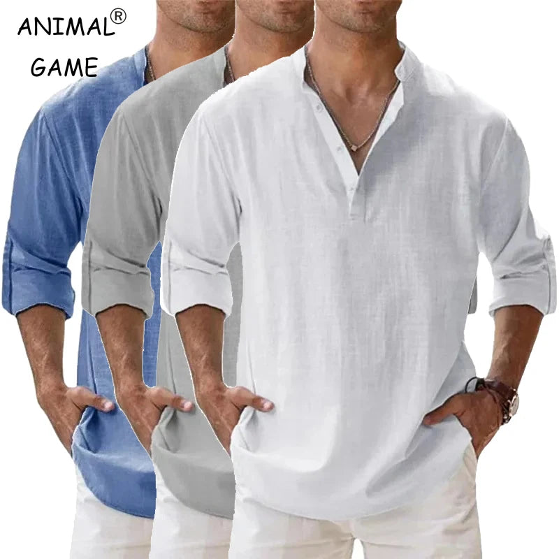 Marrakech Linen Henley Shirt