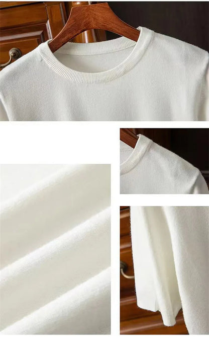 Korean Superfine Merino Cashmere T-shirt Men Base Layer Merino Shirt Wicking Breathable Short T-shirt Luxury Clothing Thick