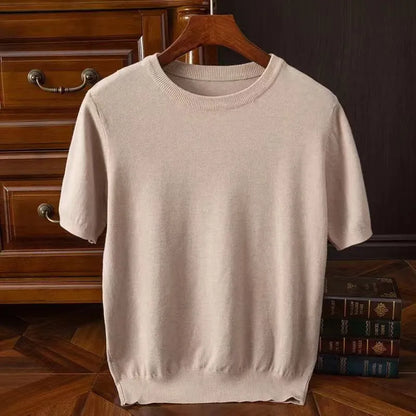 Korean Superfine Merino Cashmere T-shirt Men Base Layer Merino Shirt Wicking Breathable Short T-shirt Luxury Clothing Thick