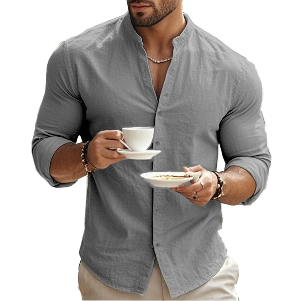 Mandarin collar shirt