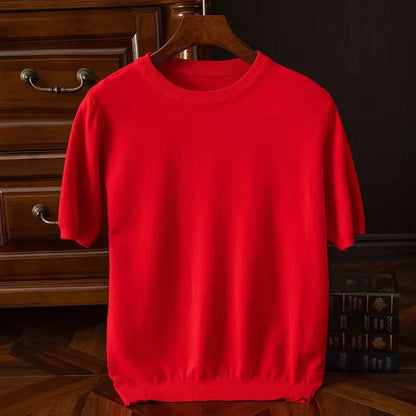 Korean Superfine Merino Cashmere T-shirt Men Base Layer Merino Shirt Wicking Breathable Short T-shirt Luxury Clothing Thick