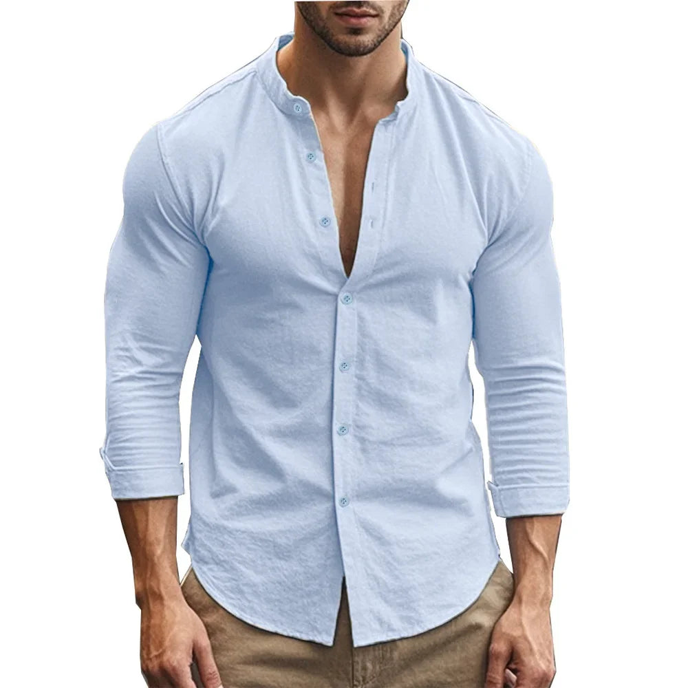 Mandarin collar shirt