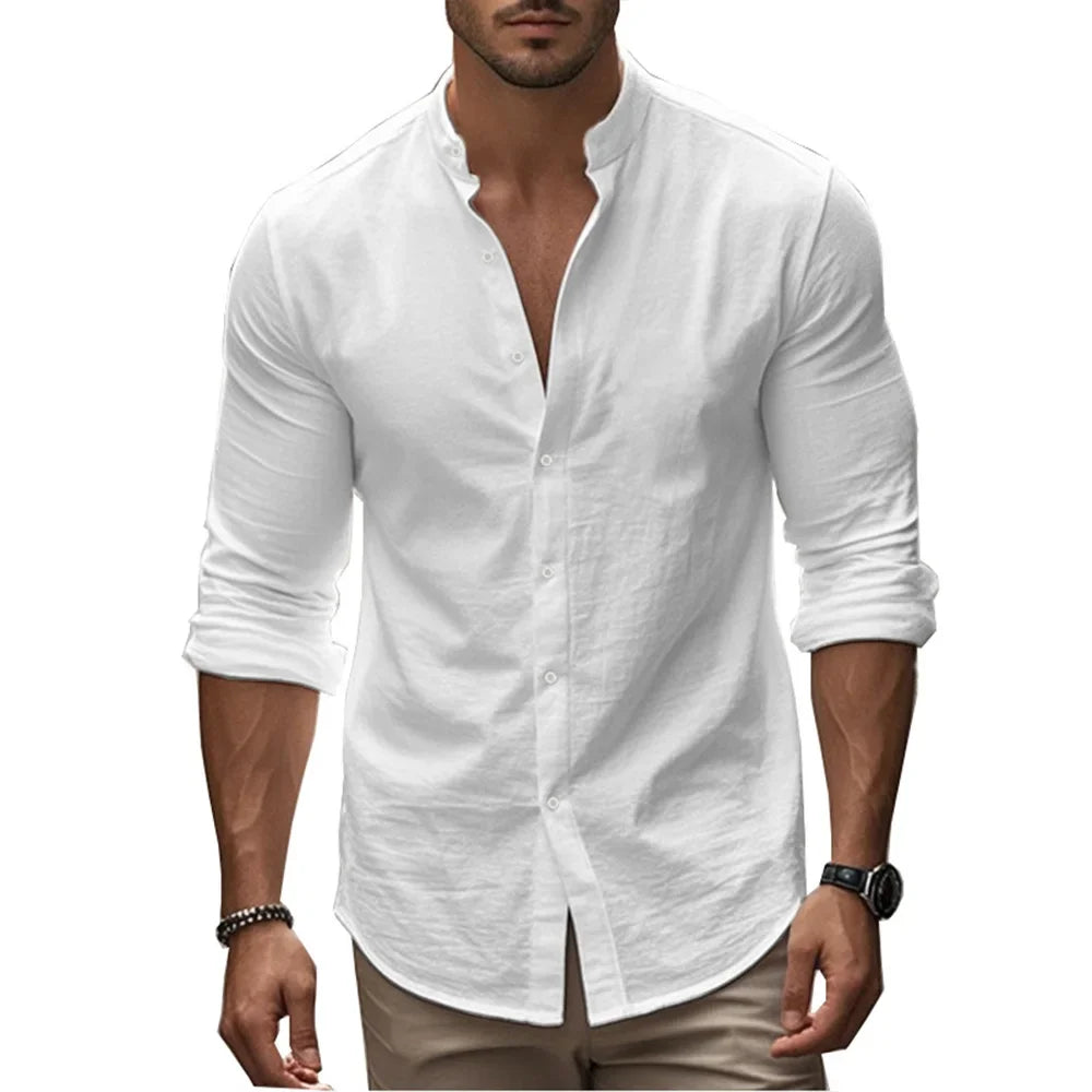Mandarin collar shirt