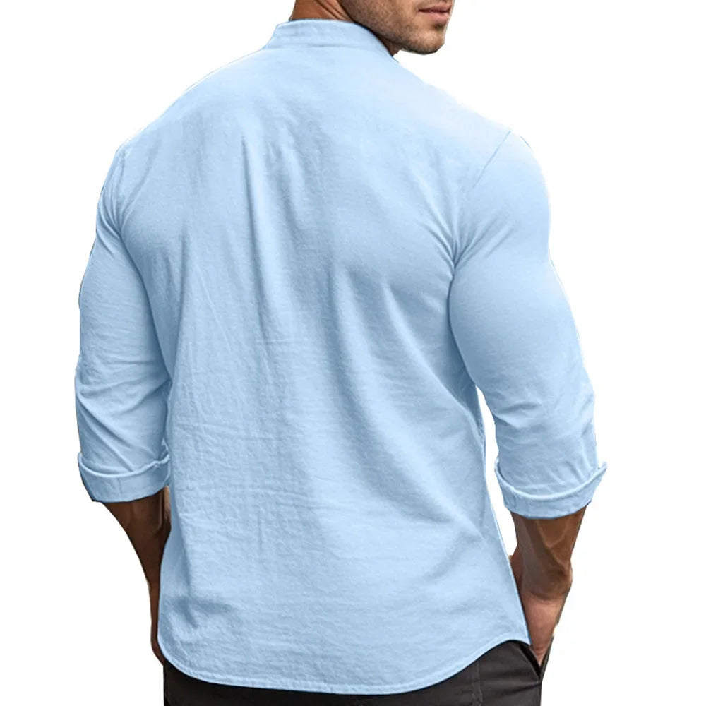 Mandarin collar shirt