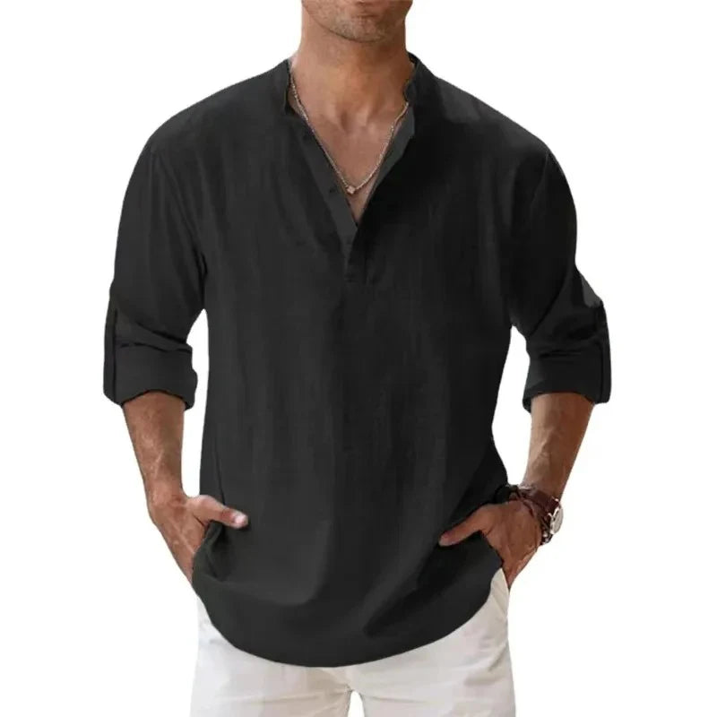 Marrakech Linen Henley Shirt