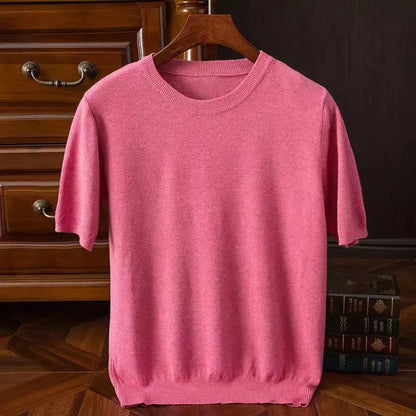Korean Superfine Merino Cashmere T-shirt Men Base Layer Merino Shirt Wicking Breathable Short T-shirt Luxury Clothing Thick